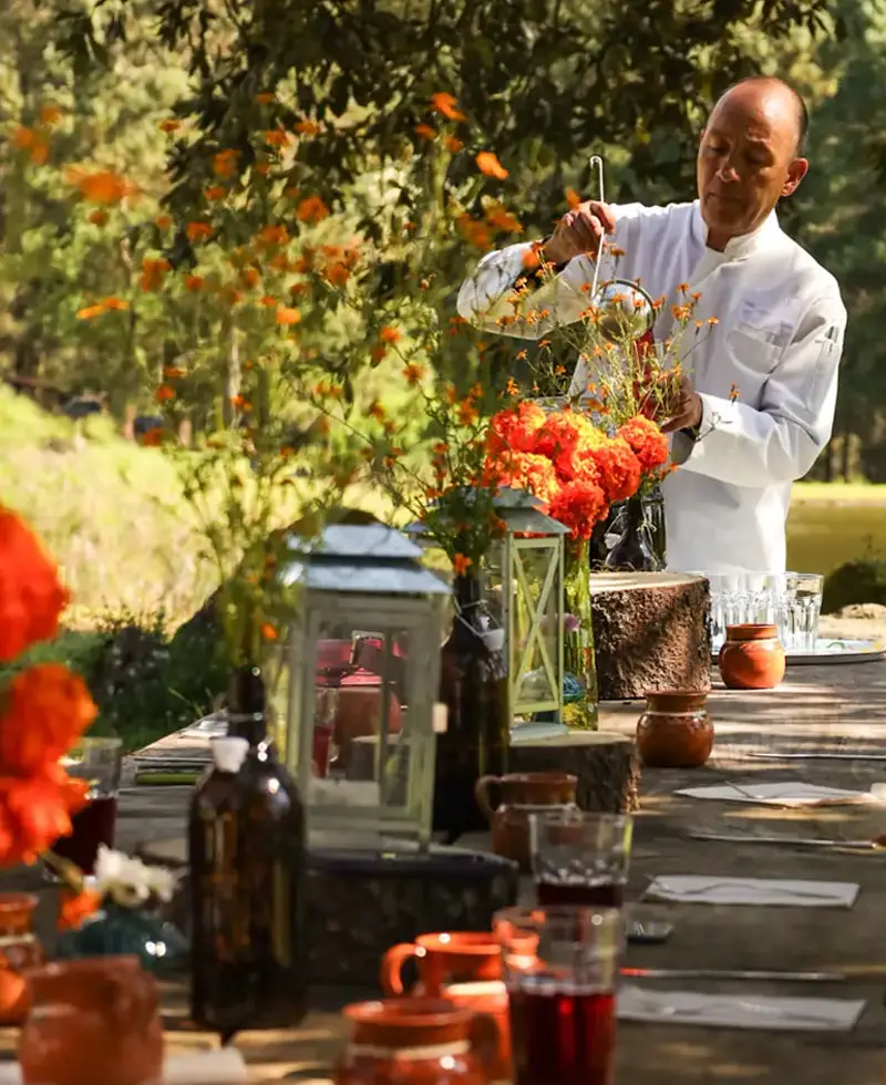 chef at table serving