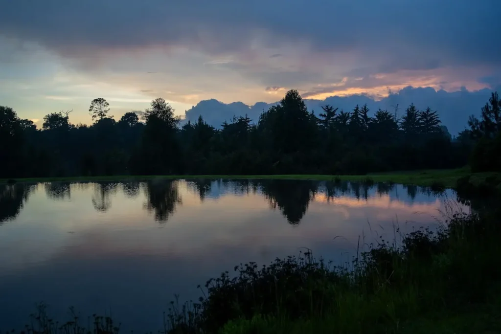 sunset on lake