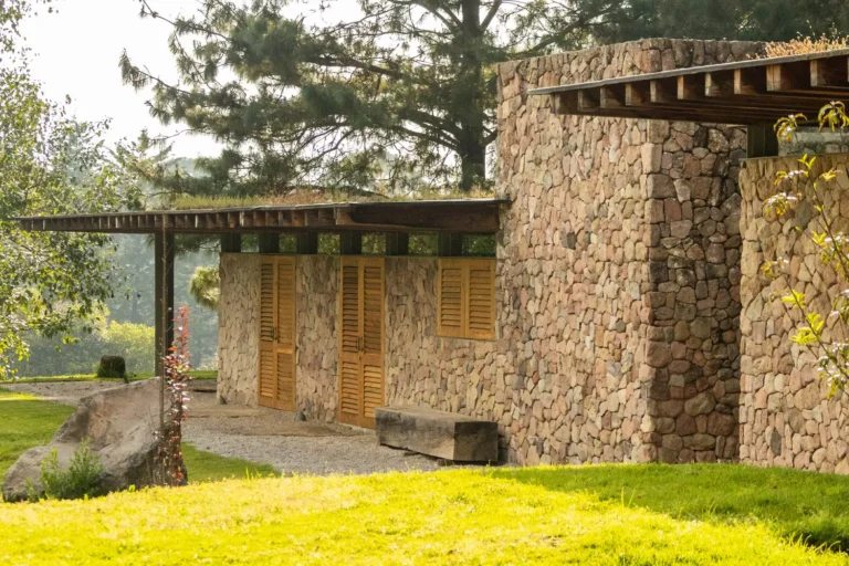 stone building louvered doors
