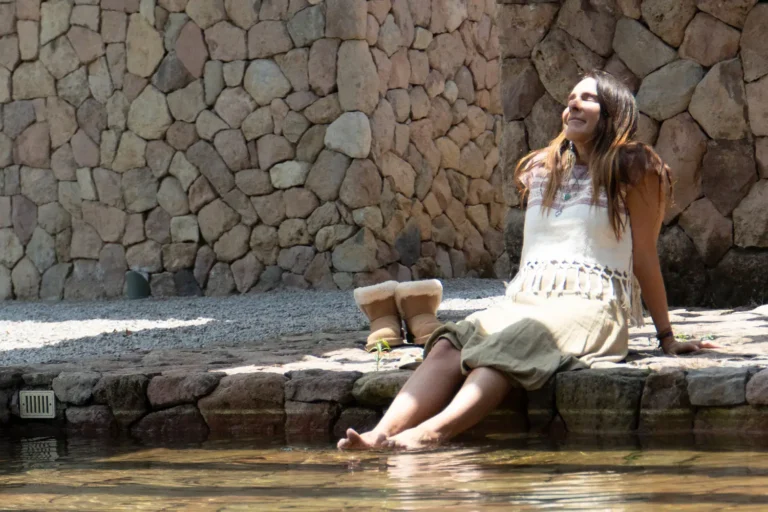 woman feet in water